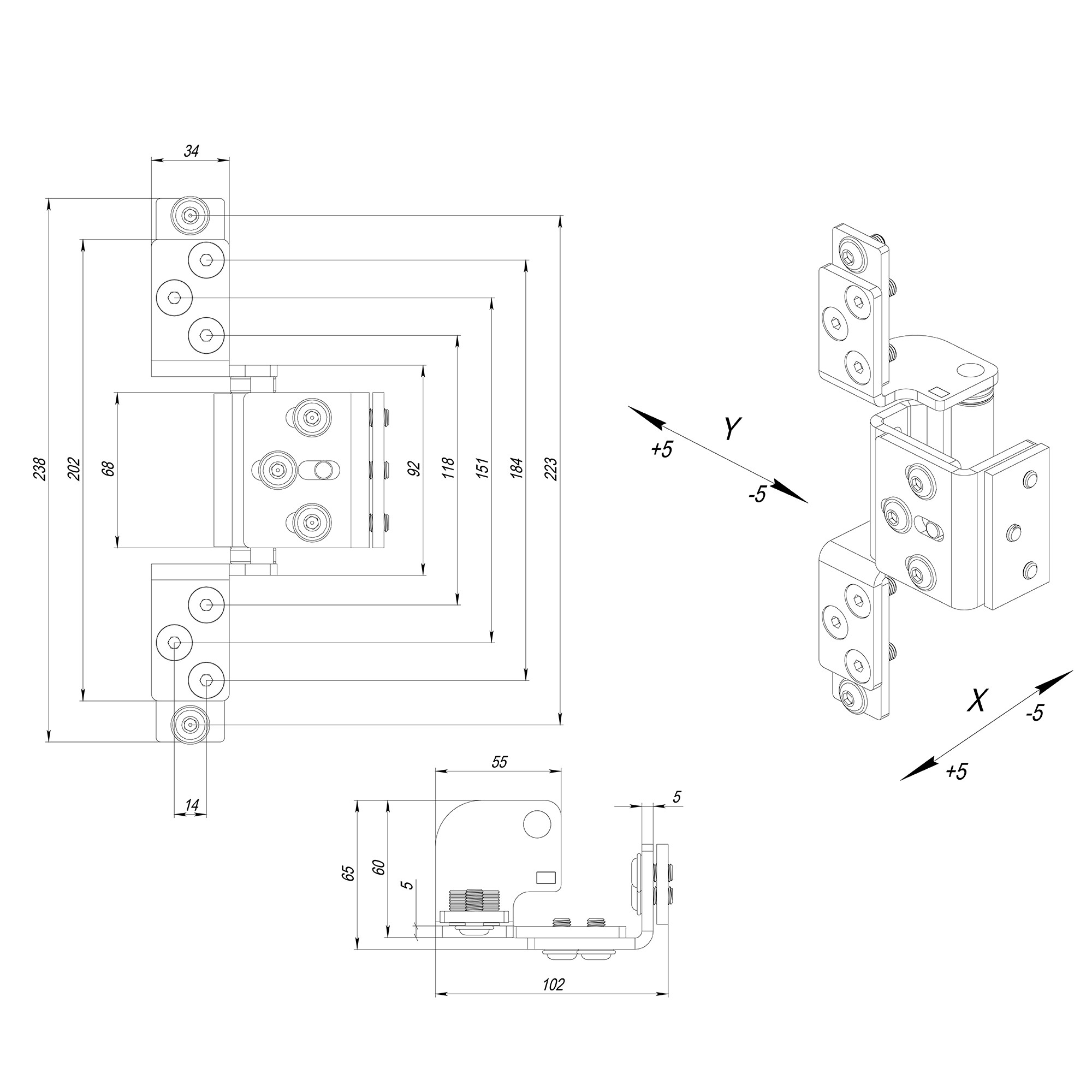 Петля Fuaro (Фуаро) скрытой установки HH-120 (hide hinge) до 120 кг (на 2 петли) 
