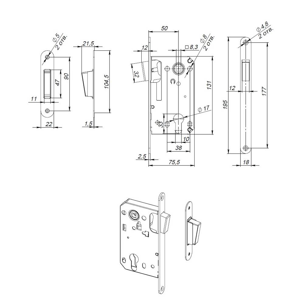 Корпус Fuaro (Фуаро) замка MAGN5300-M-C (5300-M-C) BL черный 