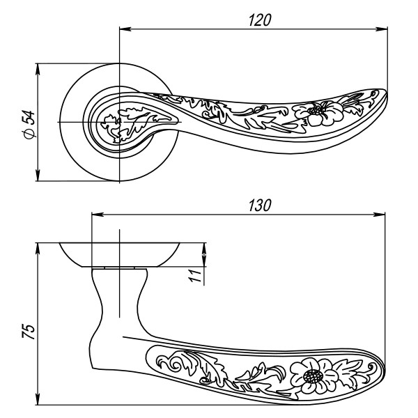 Ручка Punto (Пунто) раздельная R.TL54.FLOR (FLOR TL) CF-17 кофе 