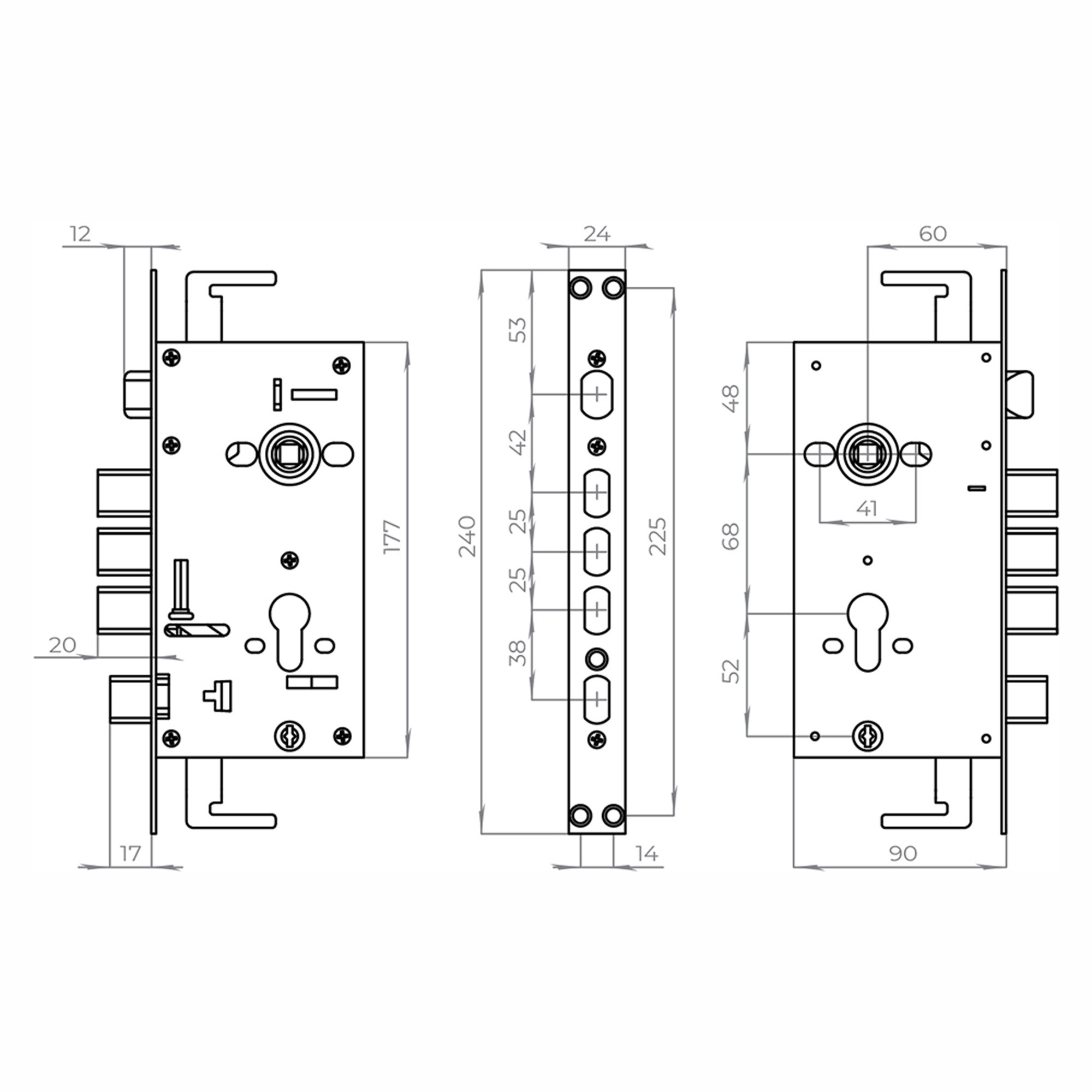 Корпус Ajax (Аякс) врезного замка без ц/механизма CH-09CT 