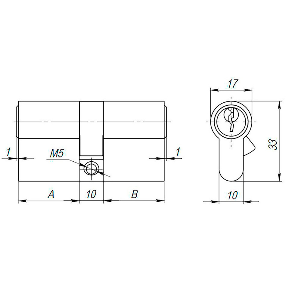Цилиндровый Ajax (Аякс) механизм (AX100/60) AX1000Key60 (25+10+25) PB латунь 