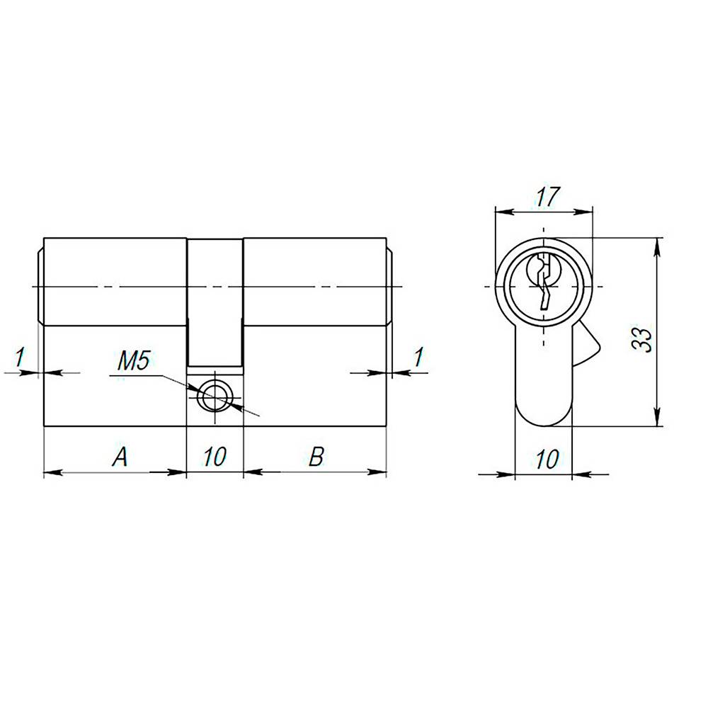 Цилиндровый Ajax (Аякс) механизм (AX100/60) AX1000Key60 (25+10+25) PB латунь 