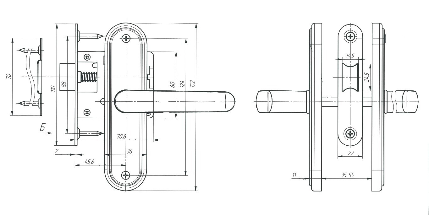 Защелка Absolyute (Абсолют) врезная ЗЩ1-45А (черный) Защелка Absolyute (Абсолют) врезная ЗЩ1-45А (черный)