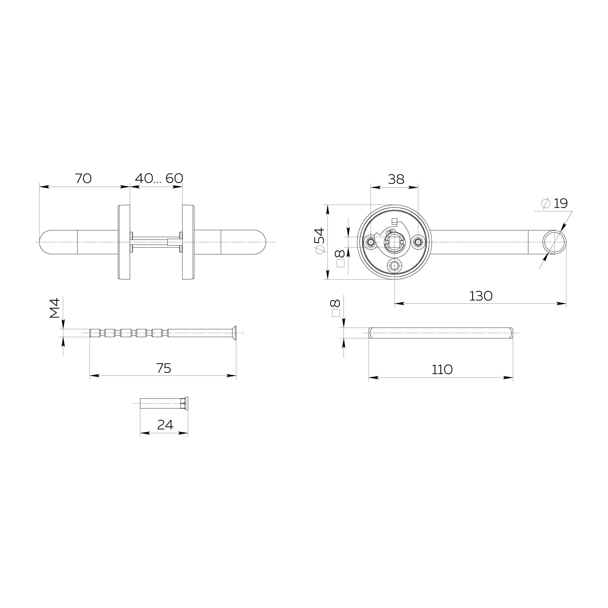 Ручка Fuaro (Фуаро) раздельная R.DSS201-0203/19 (9х125 мм) INOX 201 