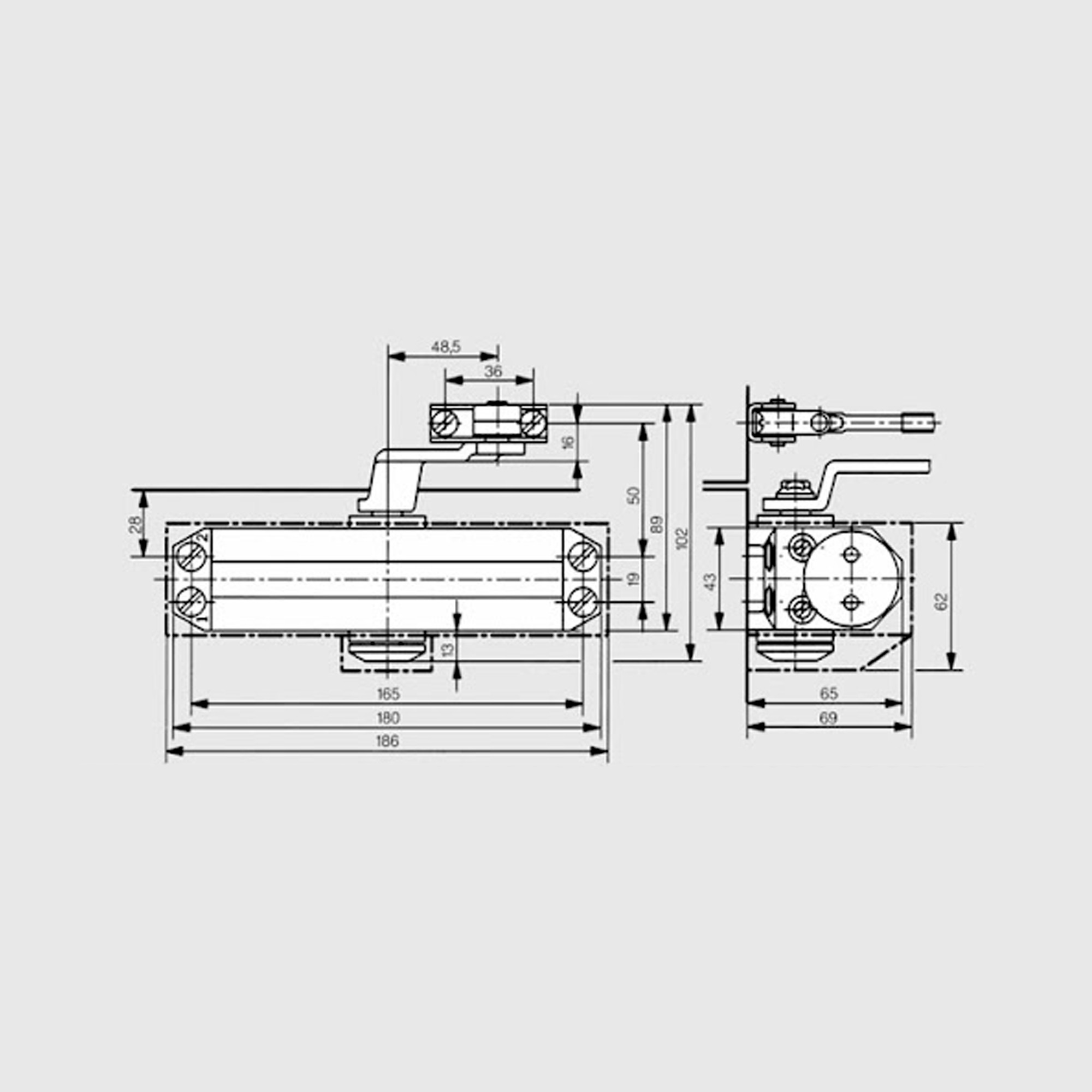 Доводчик Dorma (Дорма) дверной TS 77 EN3, с рычажной тягой, белый Доводчик Dorma (Дорма) дверной TS 77 EN3, с рычажной тягой, белый