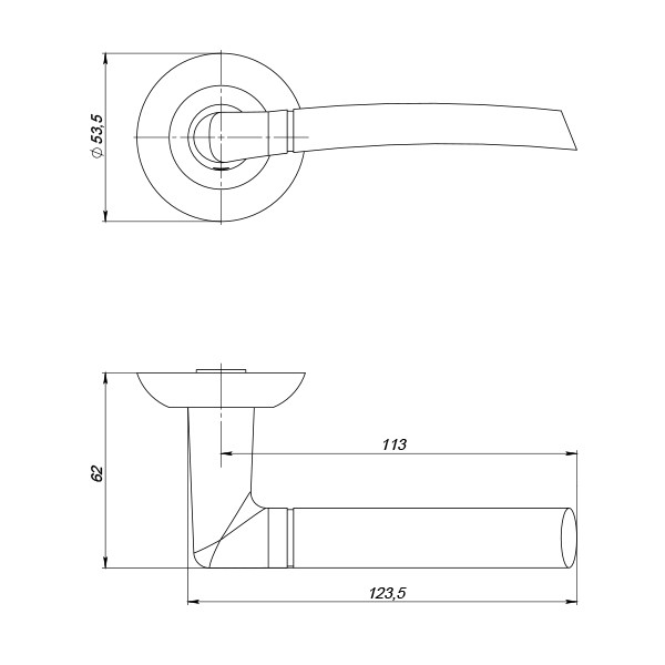 Ручка Punto (Пунто) раздельная R.ZR54.COMETA (COMETA ZR) SN/CP-3 матовый никель/хром 