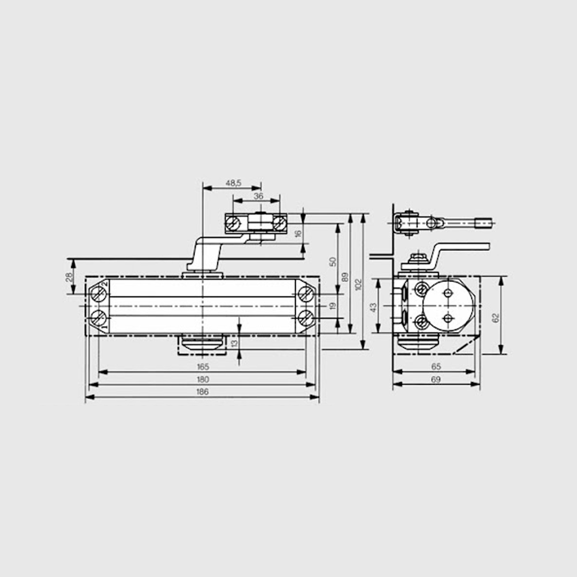 Доводчик Dorma (Дорма) дверной TS 77 EN4, с рычажной тягой, белый Доводчик Dorma (Дорма) дверной TS 77 EN4, с рычажной тягой, белый