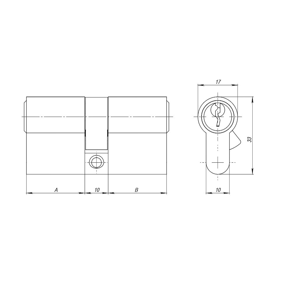 Цилиндровый Ajax (Аякс) механизм (AZ100/70) AZ1000Key70 (30+10+30) CP хром 