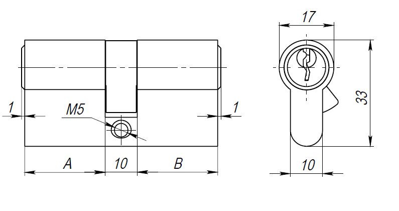 Цилиндровый Ajax (Аякс) механизм (AX100/60) AX1000Key60 (25+10+25) CP хром 
