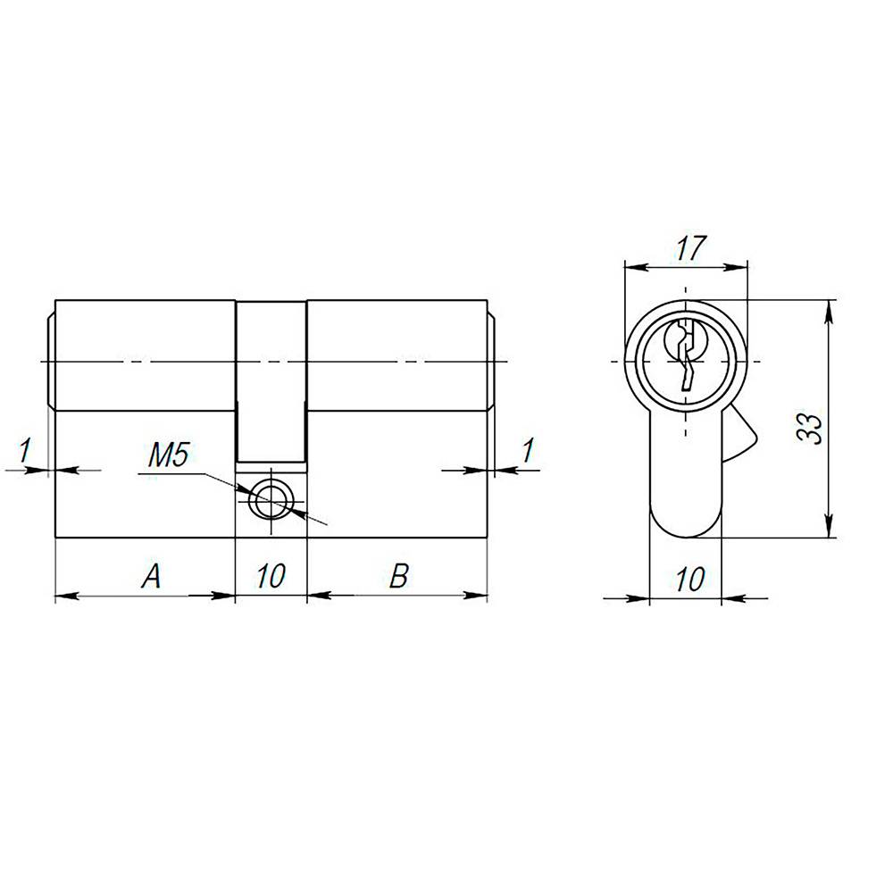 Цилиндровый Ajax (Аякс) механизм (AX100/60) AX1000Key60 (25+10+25) CP хром 