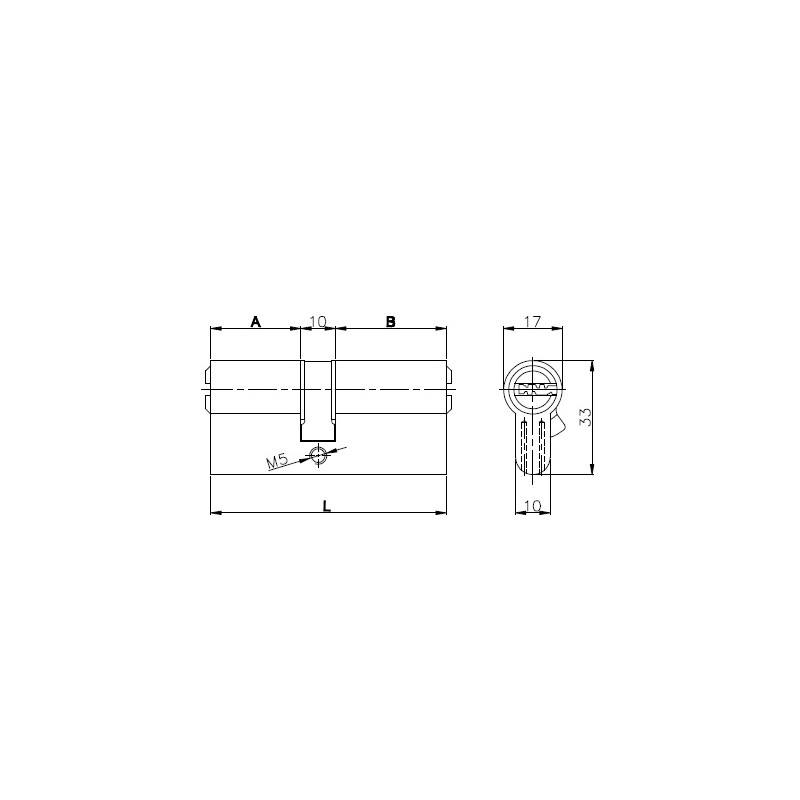 Цилиндровый Kale kilit (Кале килит) механизм 164 SN/80 (30+10+40) mm никель 5 кл. 