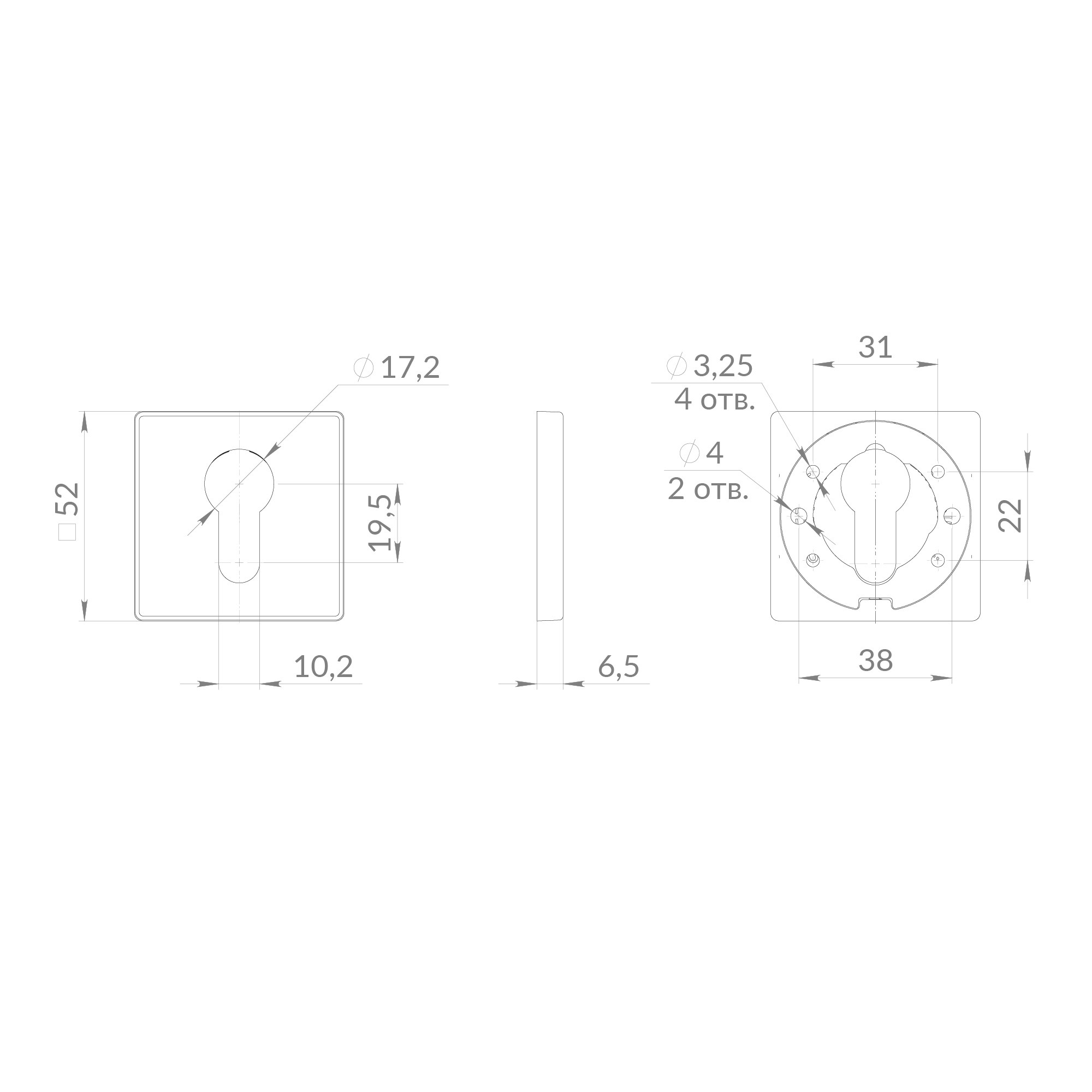 Накладка Punto (Пунто) под цилиндр ET.K.EST.Q52 SSG-39 сатинированное золото 