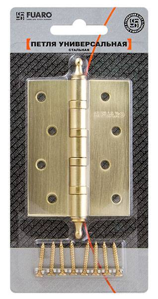 Петля Fuaro (Фуаро) универсальная IN4400UA-BL SN (4BB/A/BL 100x75x2,5) мат. никель БЛИСТЕР 