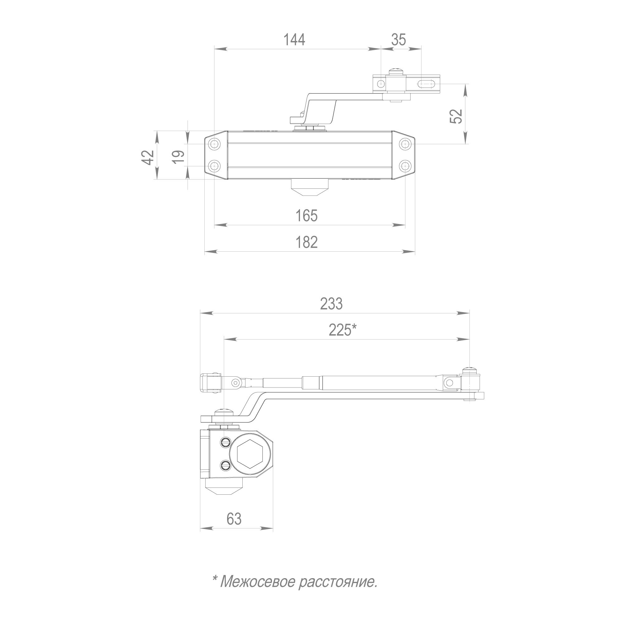 Доводчик Fuaro (Фуаро) дверной DC20-4 (DC-204) AL до 85 кг (алюминий) 