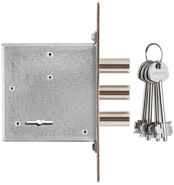 Замок Guardian (Гардиан) врезной сувальдный ЗВ 10.01 (без отв. планки), 4 кл. (длинный кл. 60 мм) /128:3356/ 