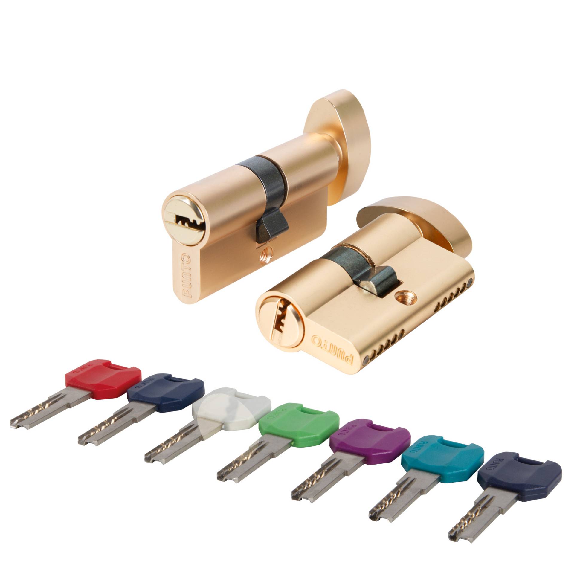 Цилиндровый Punto (Пунто) механизм MaxPro7002Knob70mm(30+10+30) SSG сатин.золото 7key с вертушкой 