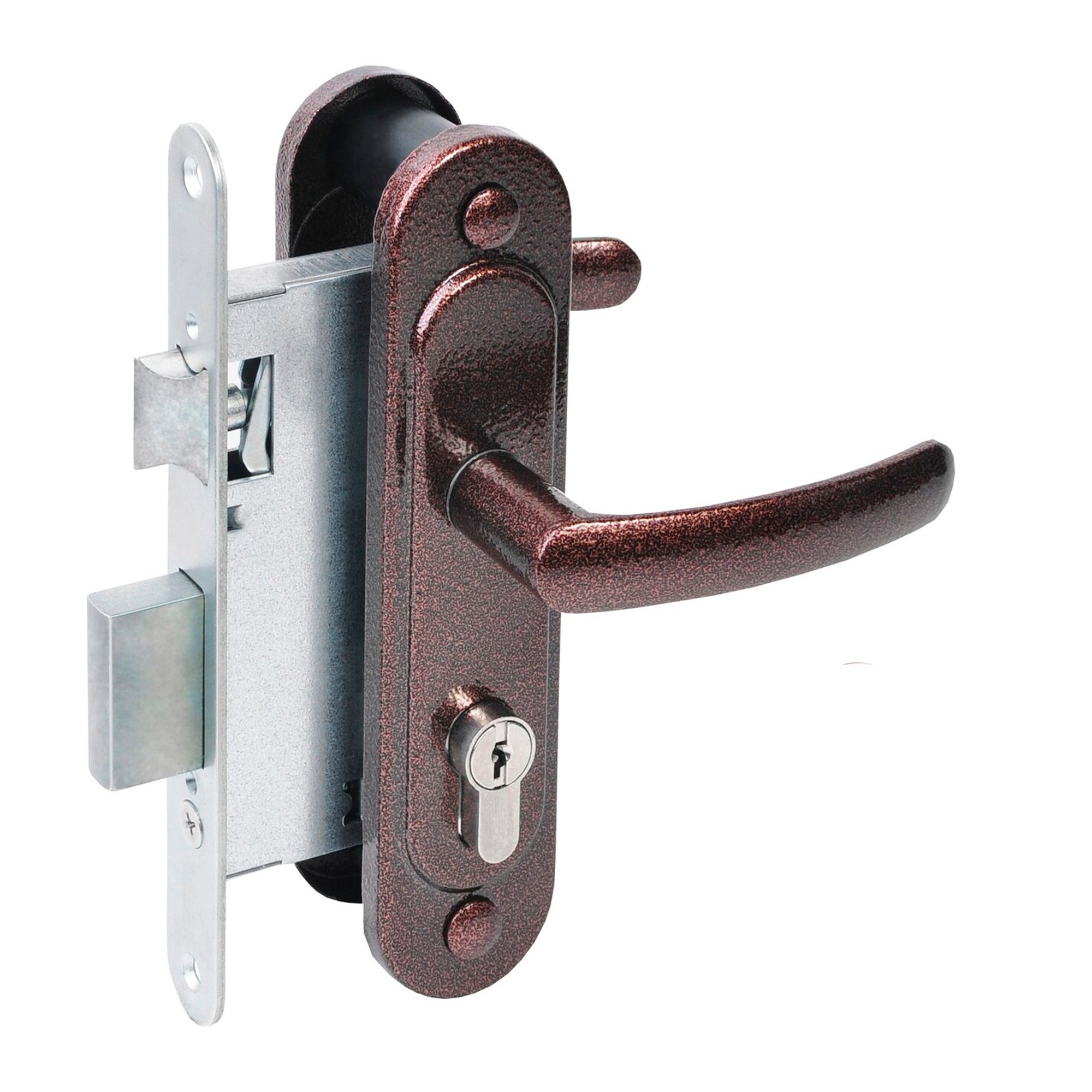 Замок Absolyute (Абсолют) врезной цилиндровый с защёлкой в комплекте с ручкой ЗВ4.2-08 (медь антик), 4 кл. Замок Absolyute (Абсолют) врезной цилиндровый с защёлкой в комплекте с ручкой ЗВ4.2-08 (медь антик), 4 кл.