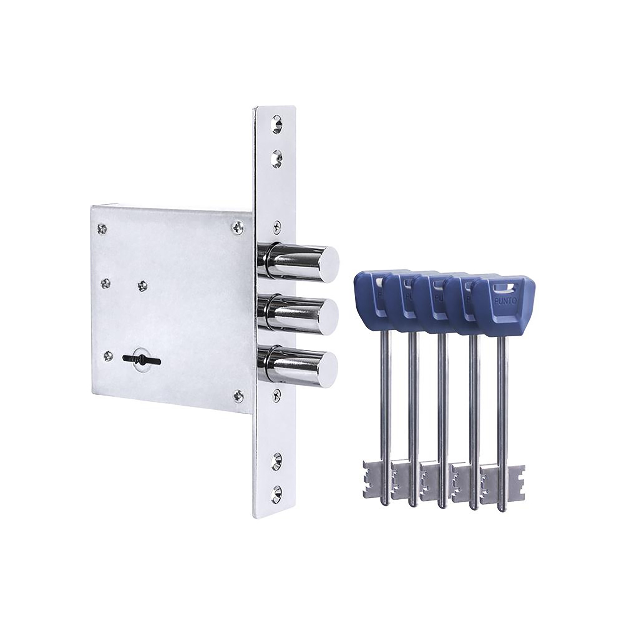 Замок Punto (Пунто) врезной сувальдный MDV30S-817 CP (V30/S) CP хром длиный ключ 