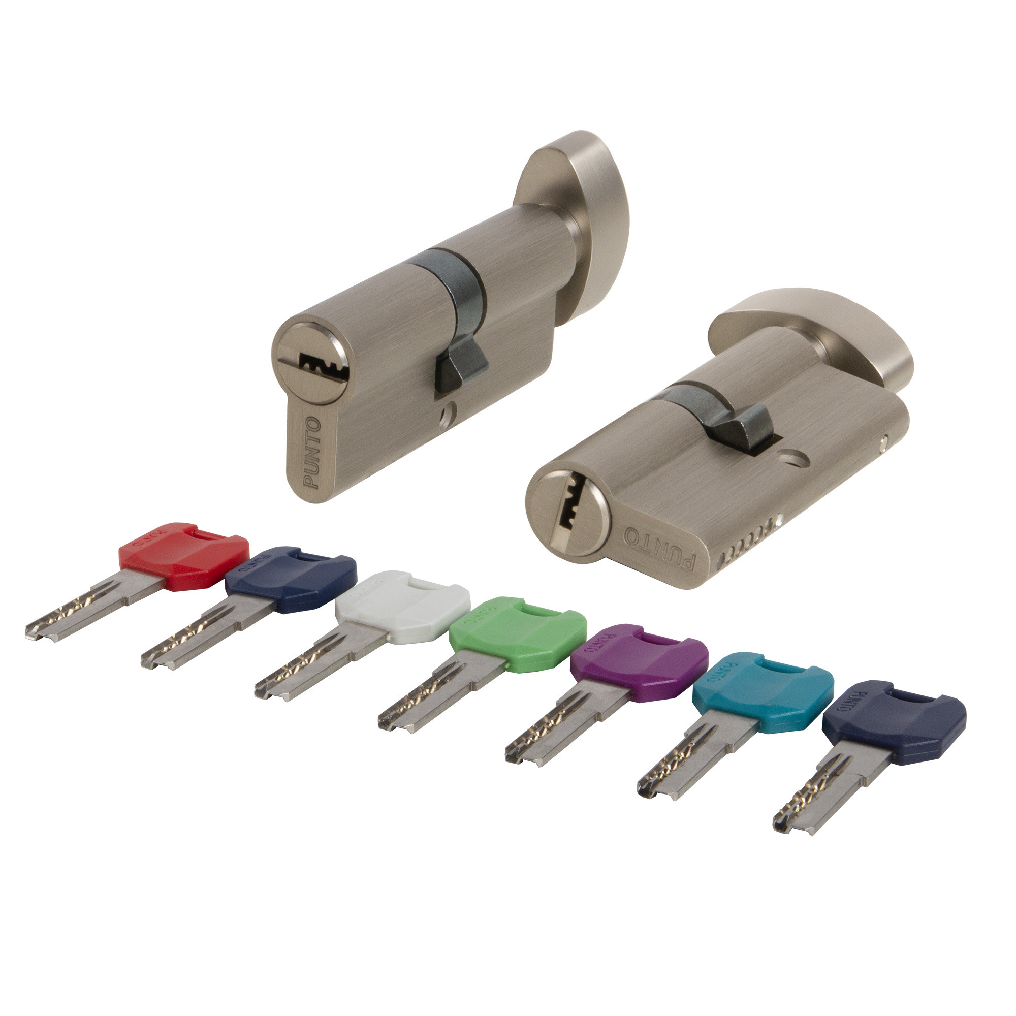 Цилиндровый Punto (Пунто) механизм MaxPro7002Knob90mm(35+10+45) SN никель 7key с вертушкой 