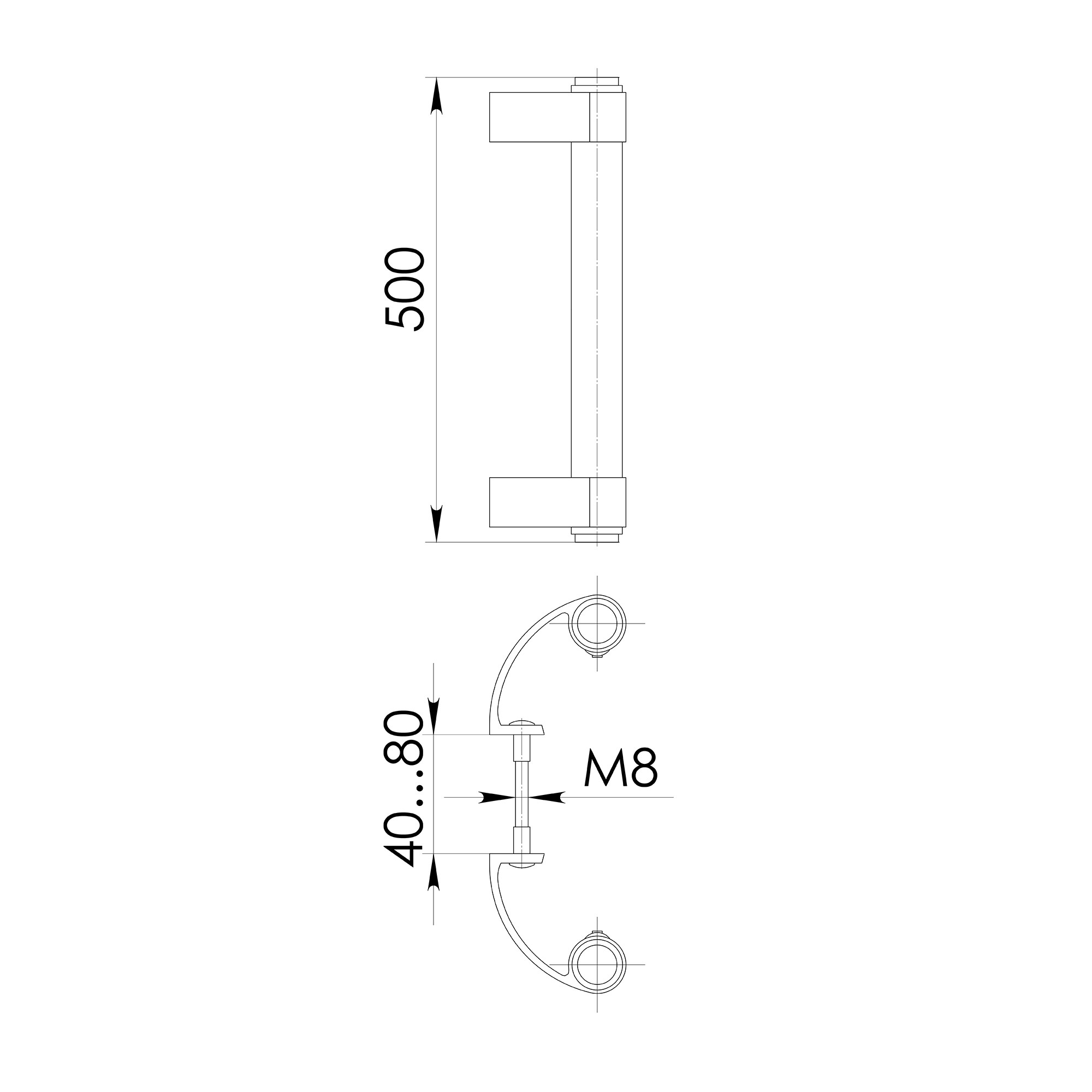 Ручка Punto (Пунто) дверная офисная PH31/500.02 500мм RAL9016 белый Ручка Punto (Пунто) дверная офисная PH31/500.02 500мм RAL9016 белый
