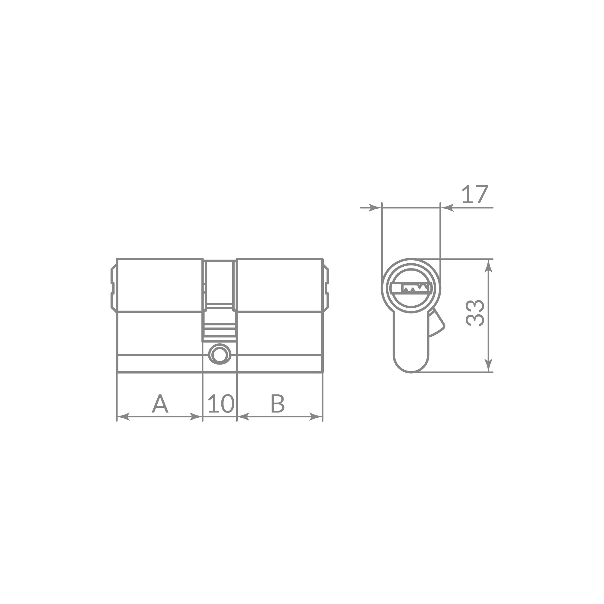 Цилиндровый Punto (Пунто) механизм Z3000Key80(35+10+35) СP хром 
