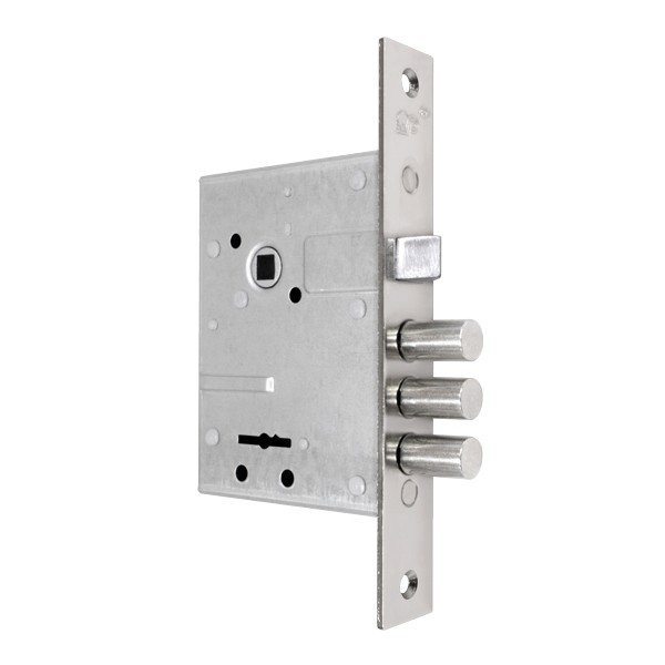 Замок Sam (Сам) врезной сувальдный с защёлкой в комплекте с ручкой ЗВ9-8/13 (черный муар), 3 кл. /76704/ 