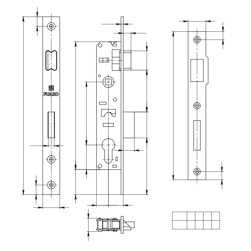 Корпус Fuaro (Фуаро) узкопрофильного замка с защелкой PROF153-25/85 (153-25/85) CP хром 