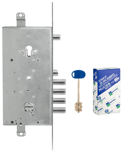 Замок Mottura (Моттура) врезной двухсистемный 54.J936M-S MyKey (левый), перекод. с торца, кл. 60 мм, без накл. 