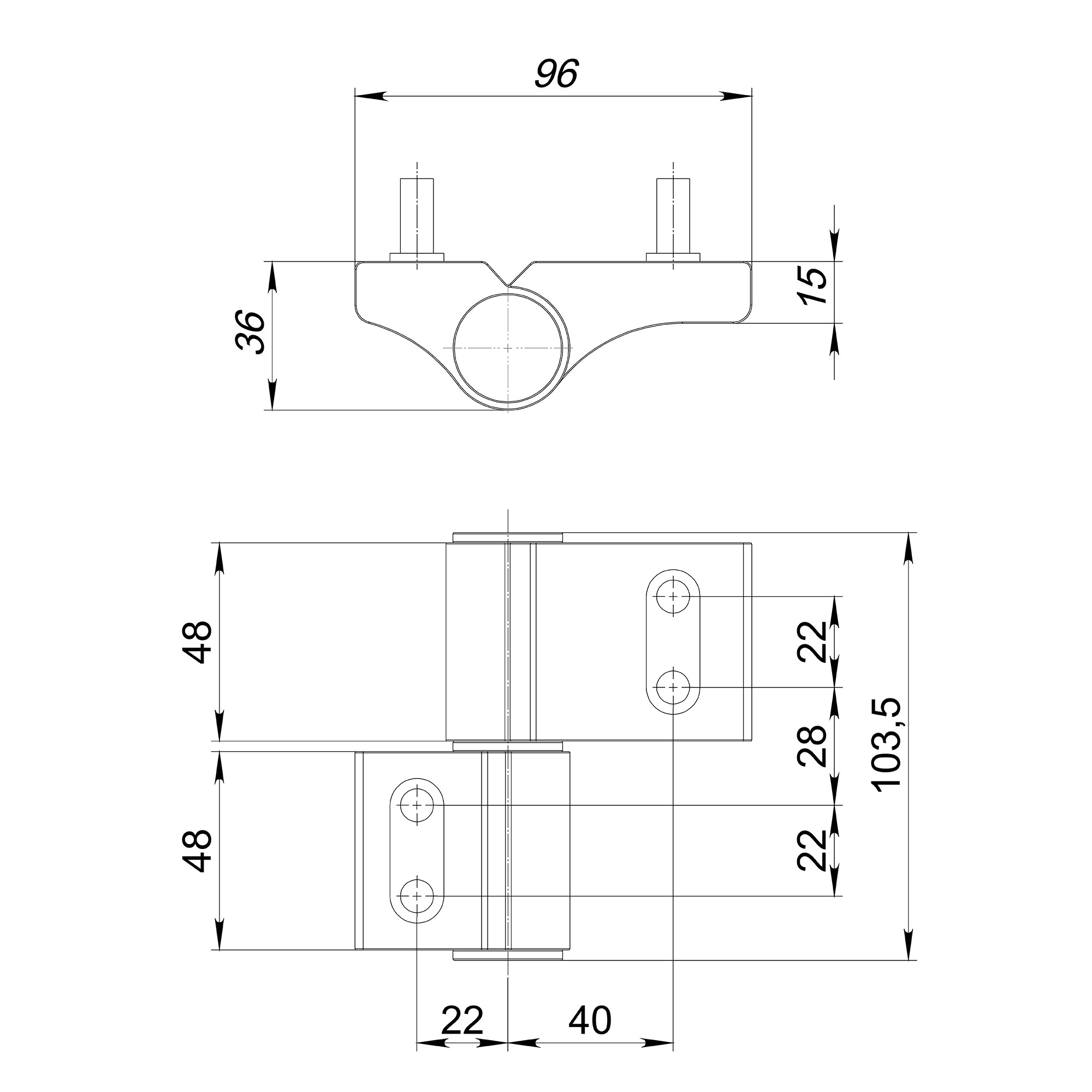 Петля Punto (Пунто) дверная IN-U2B1-120-2 RAL 9016 