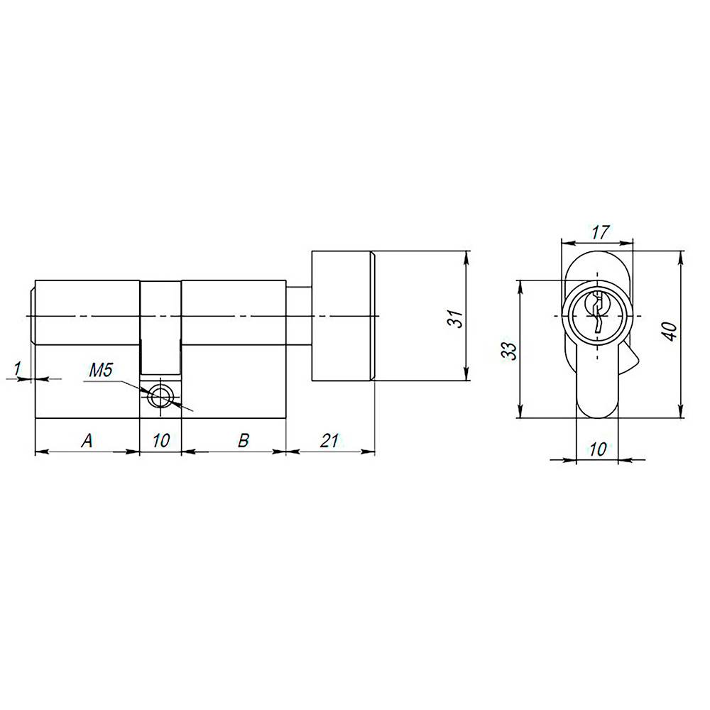 Цилиндровый Ajax (Аякс) механизм (AX102/70) AX1002Knob70 (30+10+30) CP хром с вертушкой 