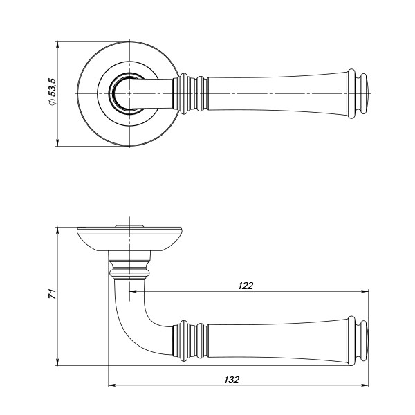 Ручка Punto (Пунто) раздельная R.ZR54.SERENITY (SERENITY ZR) OS-9 античное серебро 