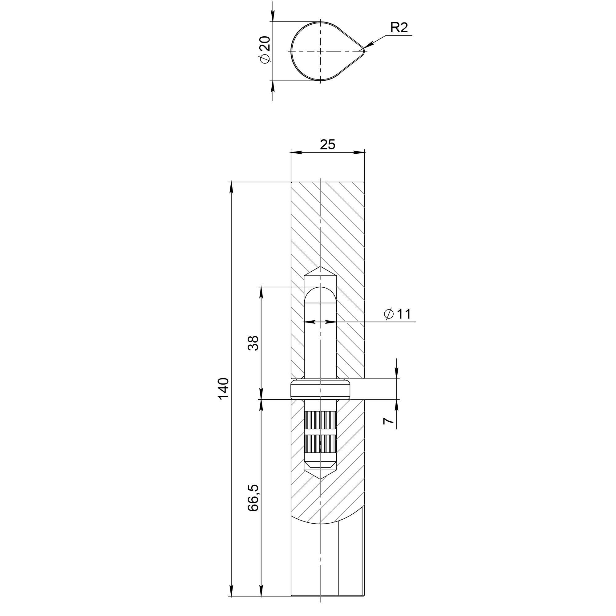 Петля приварная D20x140 B2B (без фаски) Петля приварная D20x140 B2B (без фаски)