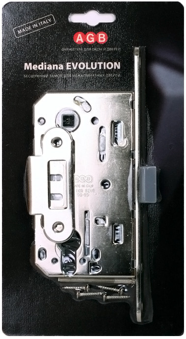 Корпус замка AGB (АГБ) под цилиндр MEDIANA EVOLUTION B01103.50.06.567 с отв. планкой B01000.13 (никель) 