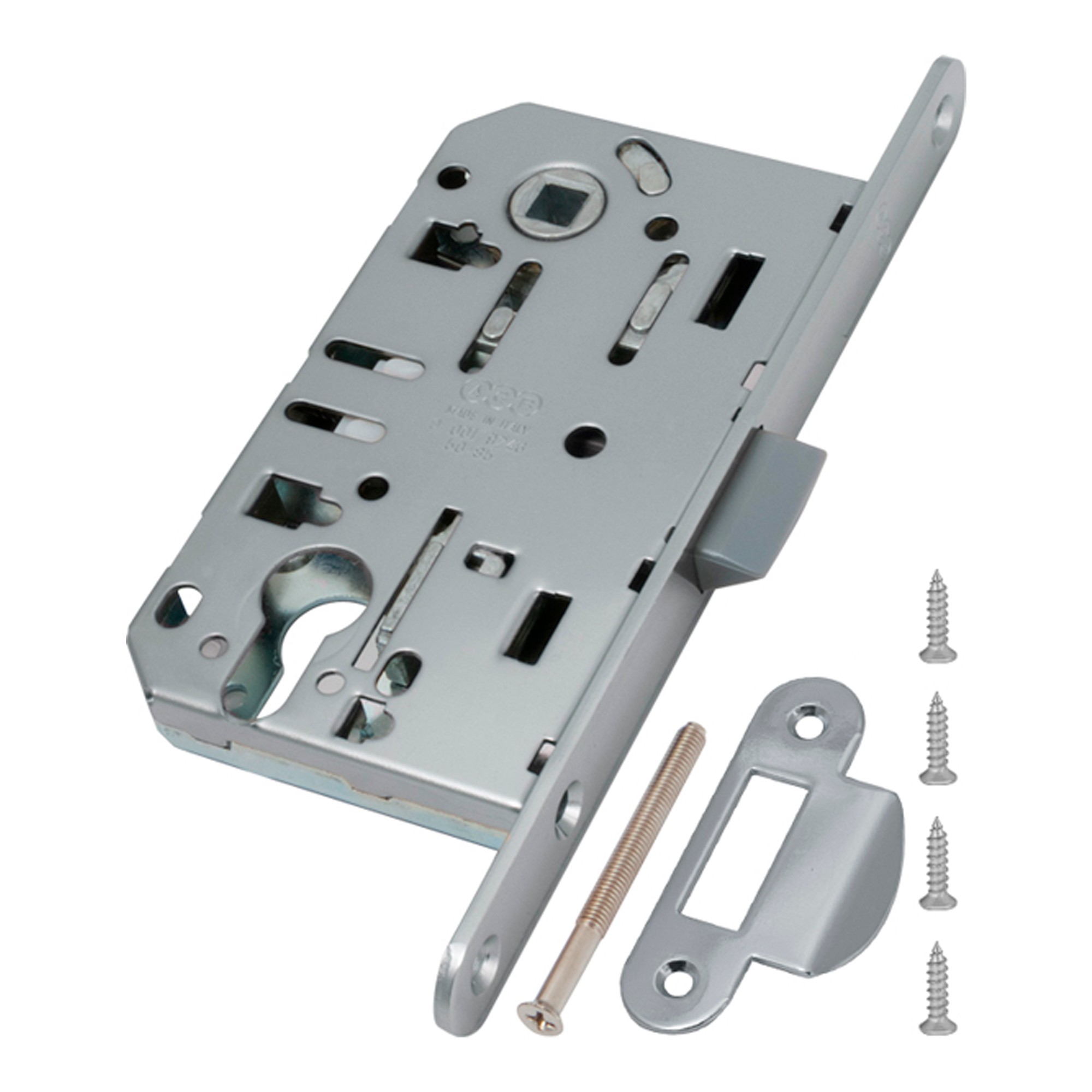 Корпус замка AGB (АГБ) под цилиндр MEDIANA EVOLUTION B01103.50.06.567 с отв. планкой B01000.13 (никель) Корпус замка AGB (АГБ) под цилиндр MEDIANA EVOLUTION B01103.50.06.567 с отв. планкой B01000.13 (никель)