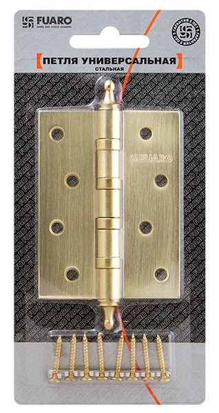 Петля Fuaro (Фуаро) универсальная IN4400UA-BL SB (4BB/A/BL 100x75x2,5) мат. золото БЛИСТЕР 