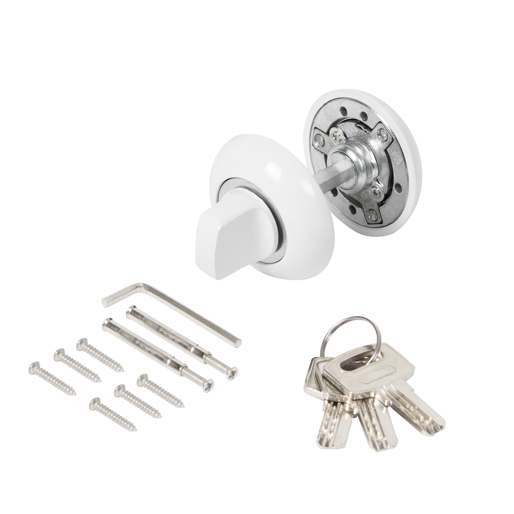 Ручка поворотная Ajax (Аякс) с фиксацией ключом BK6.FIX.JR WH-19 белый 