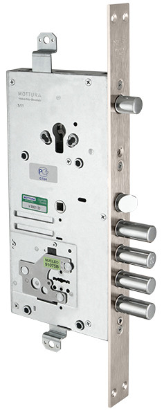 Замок Mottura (Моттура) врезной двухсистемный 54.J939M-S MyKey (левый), перекод. с торца, кл. 60 мм, без накл. 