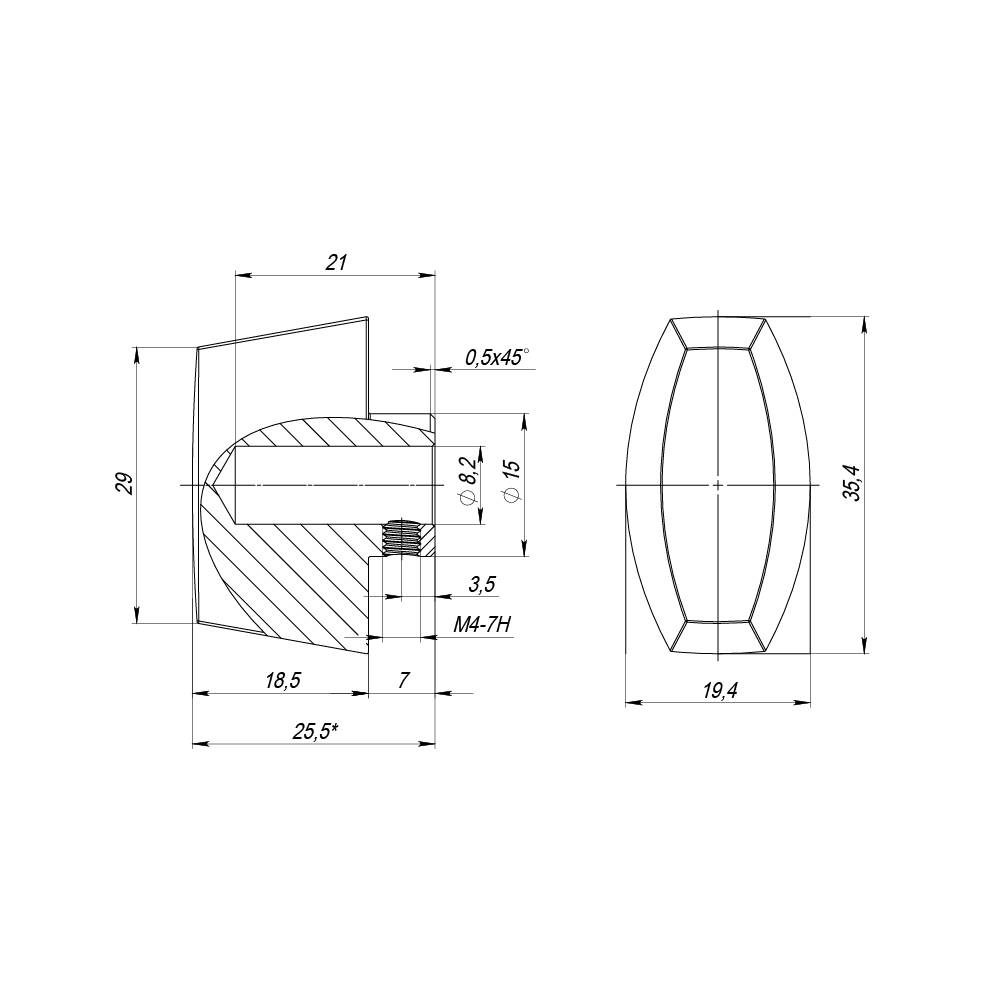 Вертушка Fuaro (Фуаро) на шток цилиндра T.Knob-RL (CB-RL) BL-24 черный 