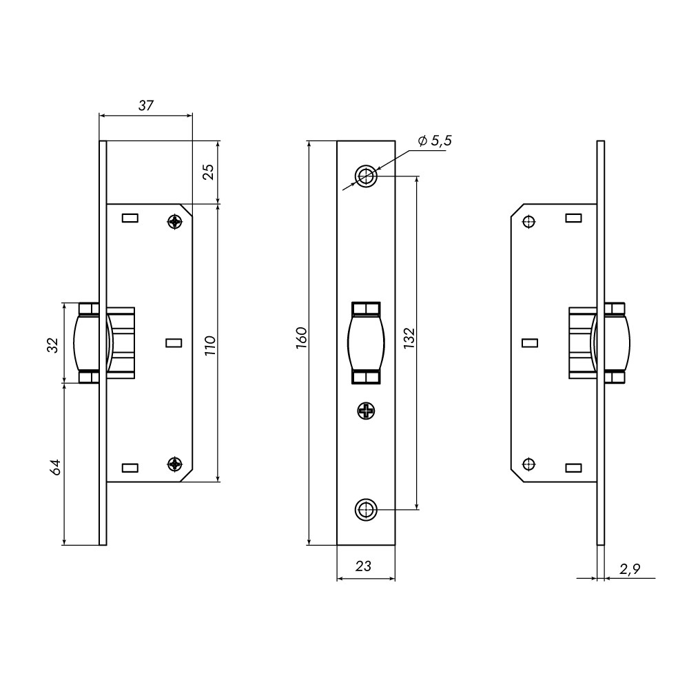 Защелка Punto (Пунто) врезная METLR-155B ролик СP хром 