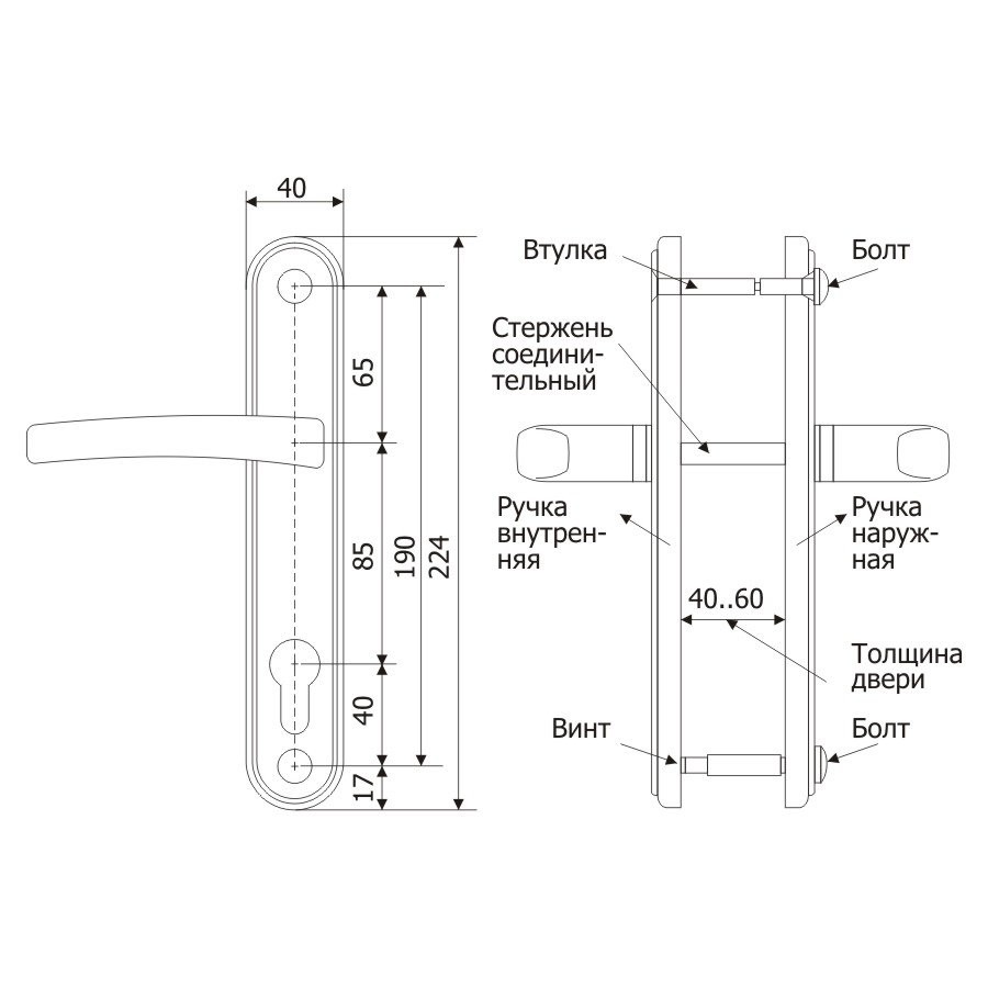 Ручка Guardian (Гардиан) дверная 4132 Вега (черный муар) /124:1:54(9005)/ 