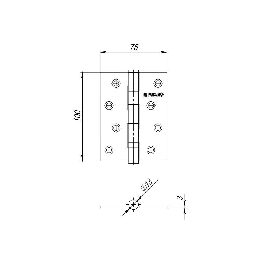 Петля Fuaro (Фуаро) универсальная IN6400U PB (4BB 150x95x3) латунь 