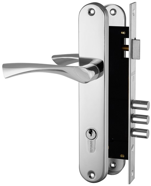 Замок цилиндровый Fuaro (Фуаро) с в комплекте с ручкой LOCKSET.9011 (SET F9011) CP хром 