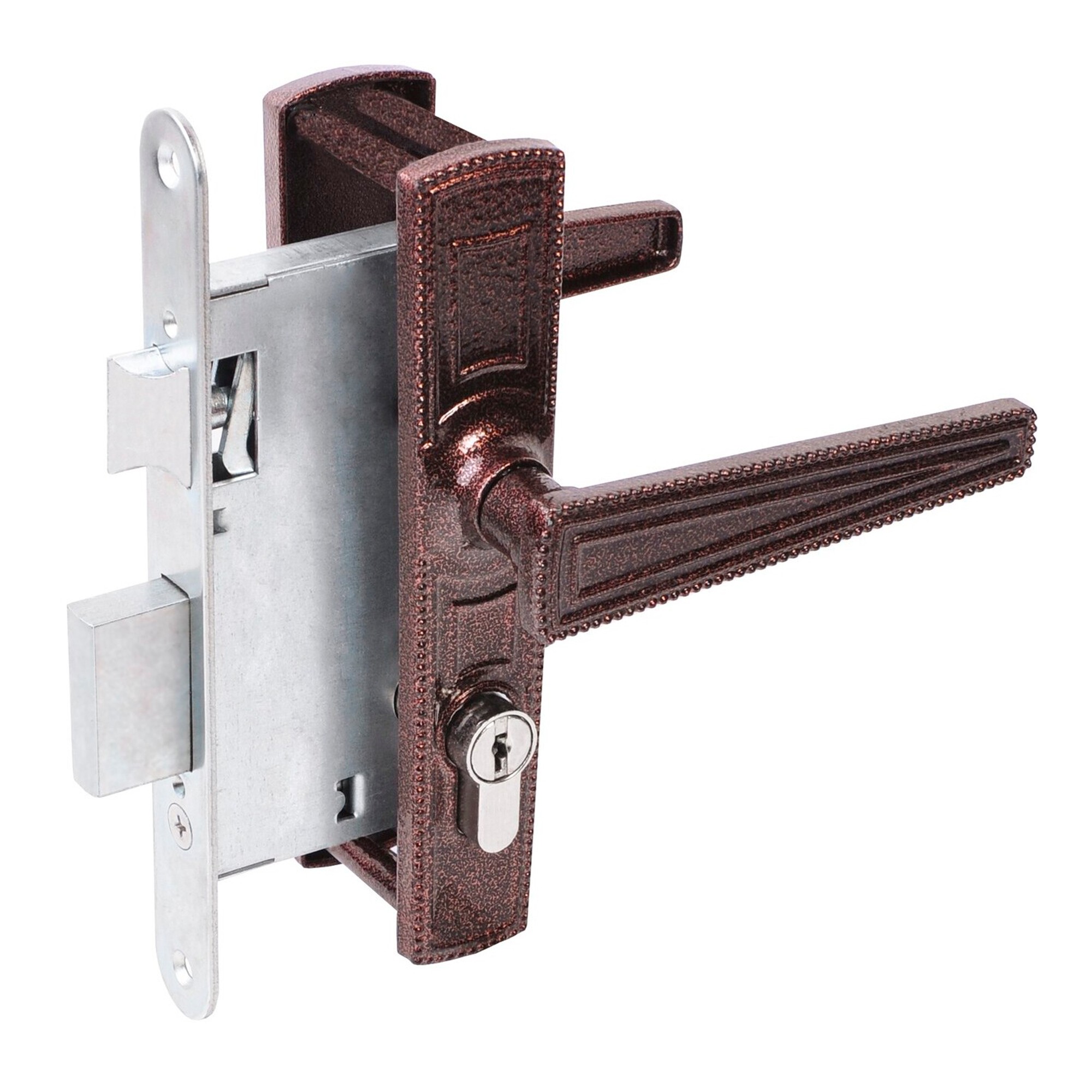 Замок Absolyute (Абсолют) врезной цилиндровый с защёлкой в комплекте с ручкой ЗВ4-3/01 (медь антик), 4 кл. Замок Absolyute (Абсолют) врезной цилиндровый с защёлкой в комплекте с ручкой ЗВ4-3/01 (медь антик), 4 кл.