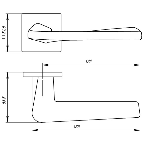 Ручка Armadillo (Армадилло) раздельная K.USS52.TORSO (TORSO USS) SN-3 матовый никель 