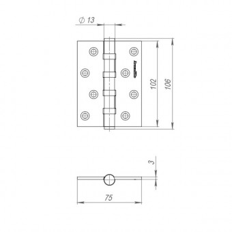 Петля Armadillo (Армадилло) универсальная IN4500UC-BL BL 102x75x3 INOX304 черный БЛИСТЕР 