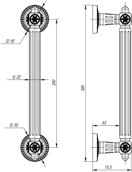 Ручка-скоба Armadillo (Армадилло) PULL.CL250.Matador ( Matador PULL CL) AS-9 античное серебро Ручка-скоба Armadillo (Армадилло) PULL.CL250.Matador ( Matador PULL CL) AS-9 античное серебро