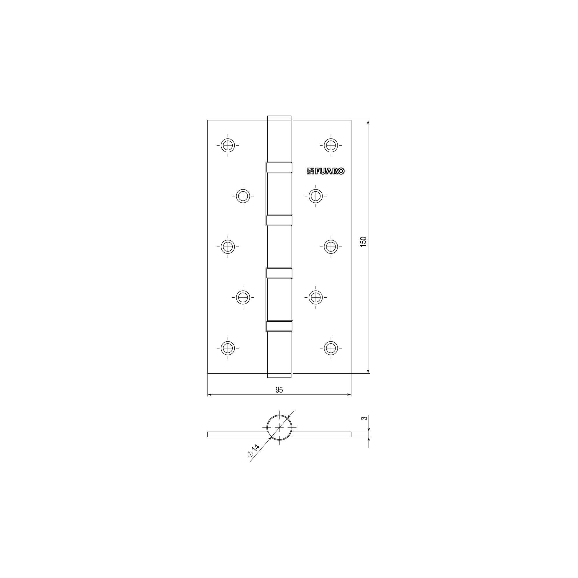 Петля Fuaro (Фуаро) универсальная IN6400U SN (4BB 150x95x3) мат. никель 