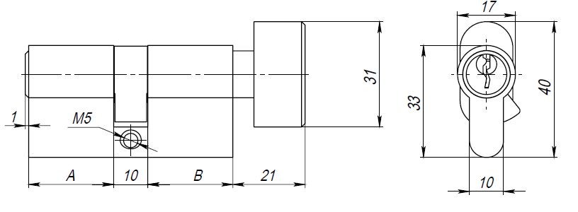 Цилиндровый Ajax (Аякс) механизм (AX102/70) AX1002Knob70 (35+10+25) CP хром с вертушкой 