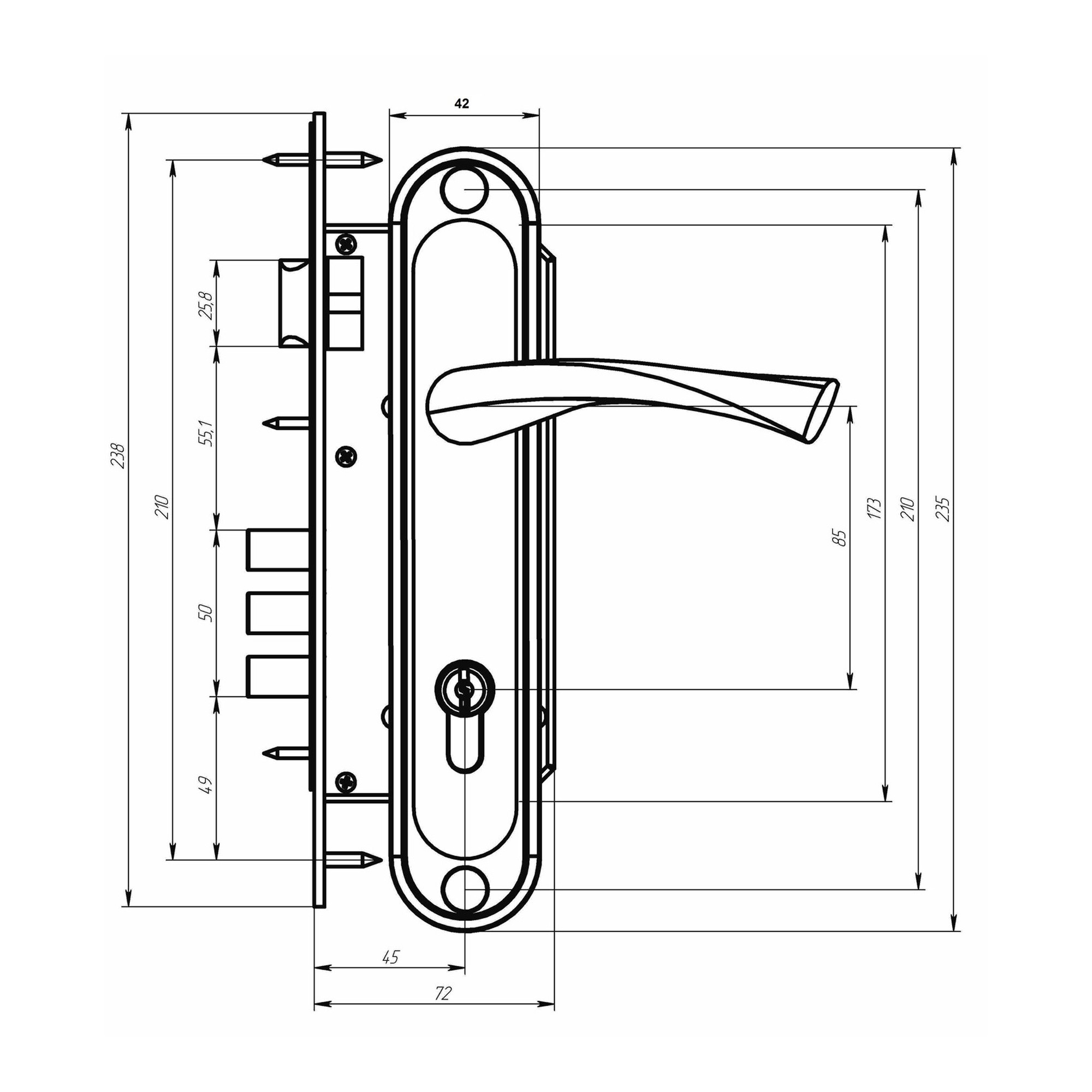 Замок Absolyute (Абсолют) врезной цилиндровый с защёлкой в комплекте с ручкой ЗВ4-85/07 (медь антик), 4 кл. Замок Absolyute (Абсолют) врезной цилиндровый с защёлкой в комплекте с ручкой ЗВ4-85/07 (медь антик), 4 кл.