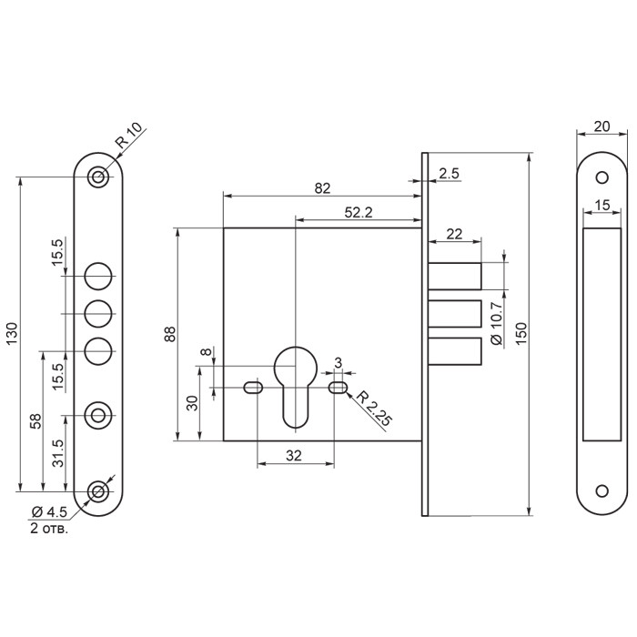 Корпус Sam (Сам) врезного замка ЗВ1-2БМ/11 /89600/ Корпус Sam (Сам) врезного замка ЗВ1-2БМ/11 /89600/